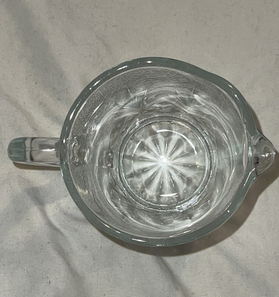Kig Vintage Clear Pressed Glass Pitcher with Diamond Pattern and Handle