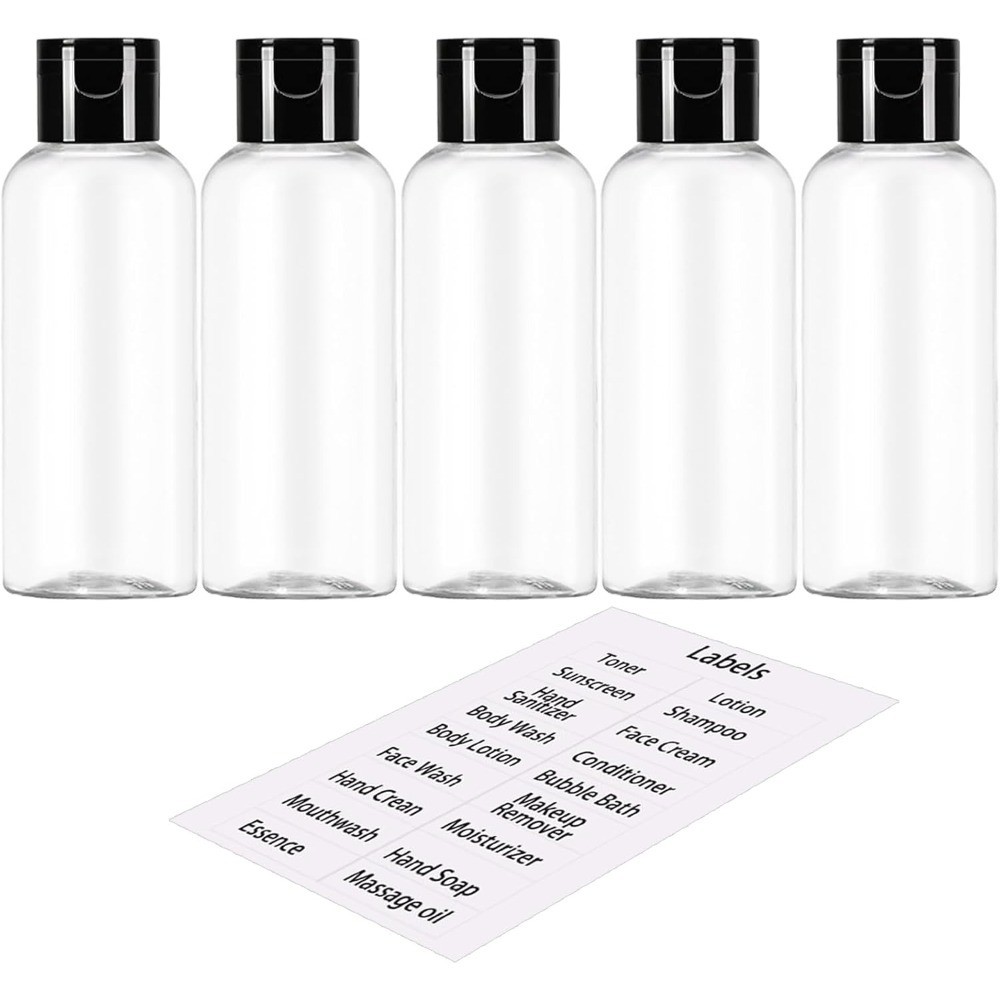 Travel Size Bottles 5 Pack 3.4 oz TSA Approved Leak Proof Empty Refillable