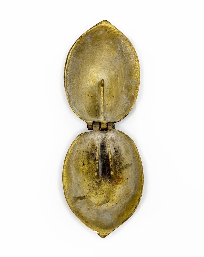 Vintage Solid Brass Heavy Walnut-Shaped Nut Cracker w Sturdy Hinge - Becara