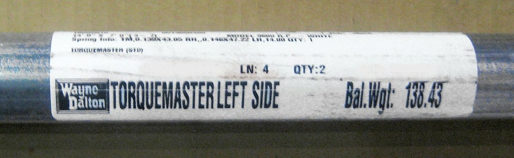 Wayne Dalton Garage Door TorqueMaster Plus Spring 7' Door 190#-199#Double Spring