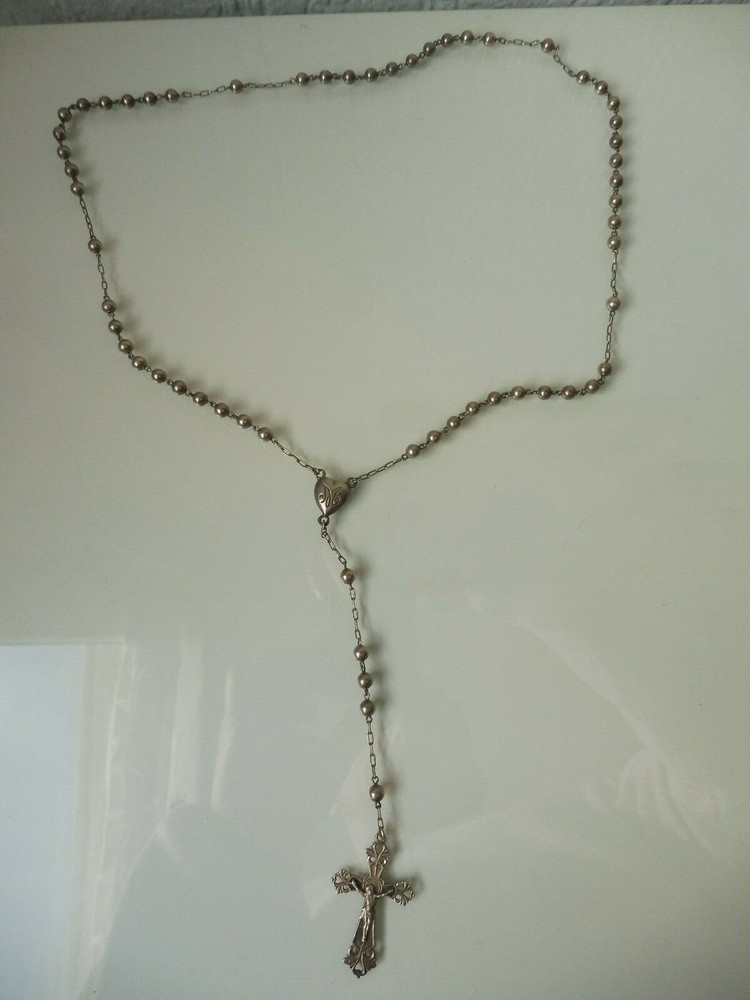 Beautiful, old Rosary, 800 silver, 80cm