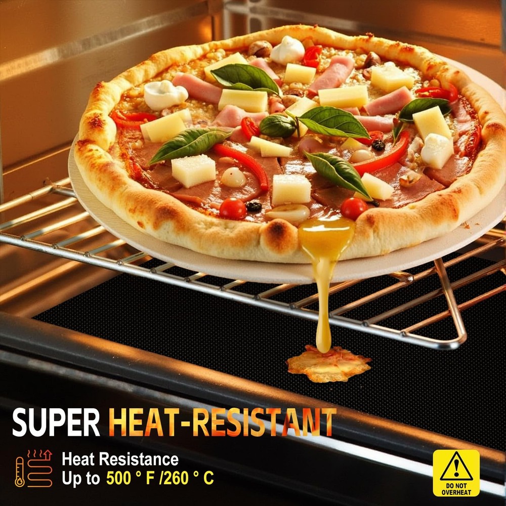 2 Pack Oven Mats, Heavy Duty Roaster Liners, Black