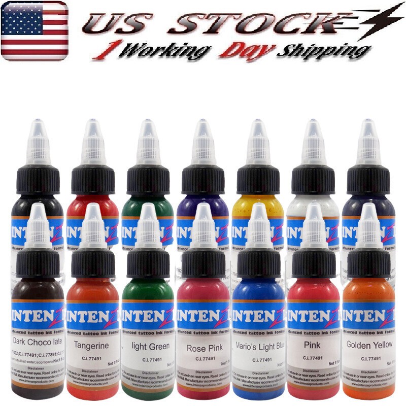 Intenz Permanent Makeup Ink Set - 14 Colors, 30ml/1oz Bottles, USA Authentic