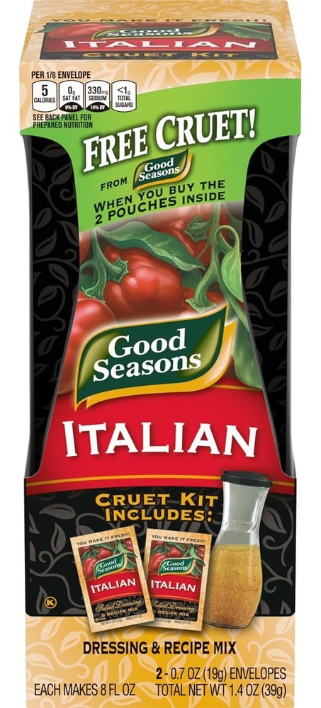 Compact Italian Dressing & Recipe Kit - 2 Cruets with Scratch-Made Taste