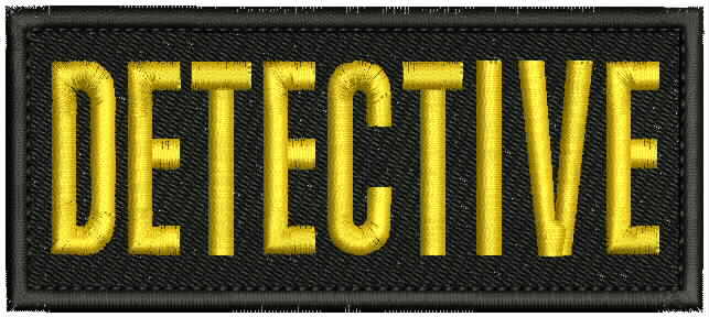 DETECTIVE embroidery patches 2x5 hook ON BACK gold