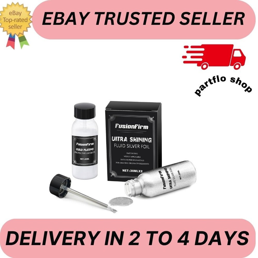 Liquid Silver Leaf Paint Kit - Alcohol-Based Quick Dry Ultra Shiny Metallic