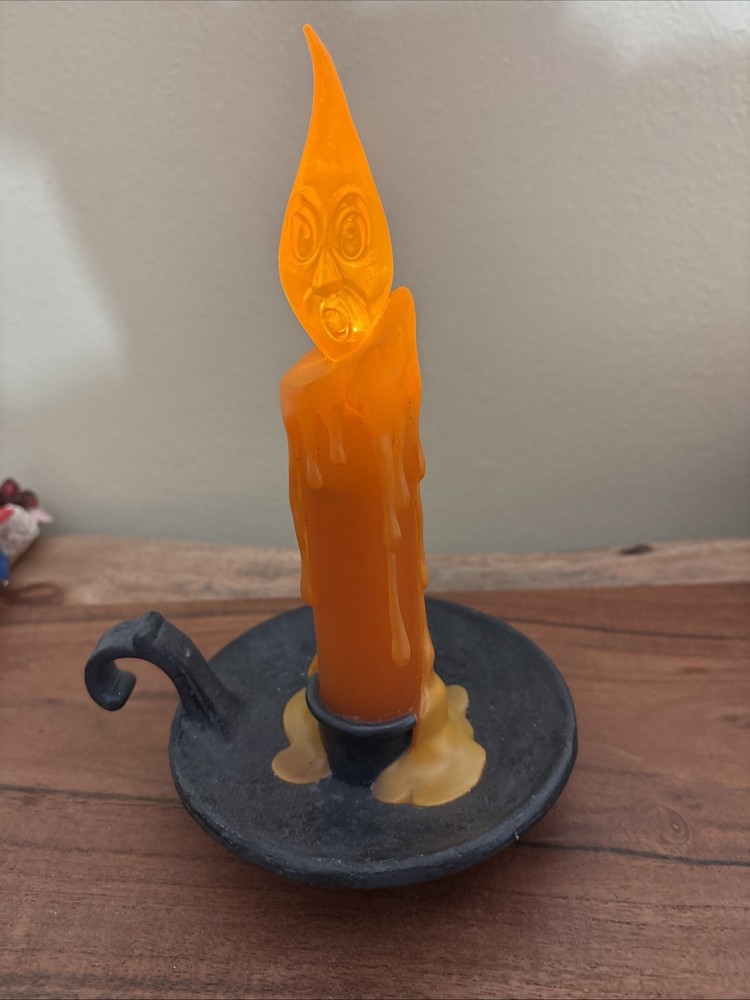 Hallmark Halloween Flickering Light Haunted Candle Ghost Face Tested And Works