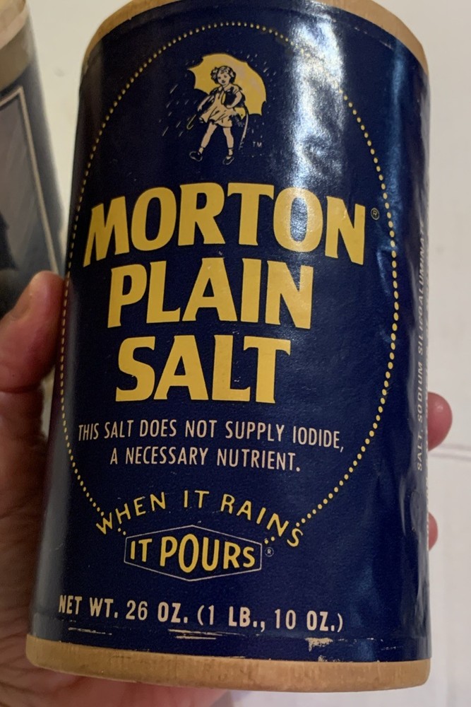 Morton Salt Container “When it Rains it Pours” Vintage - 2 Containers