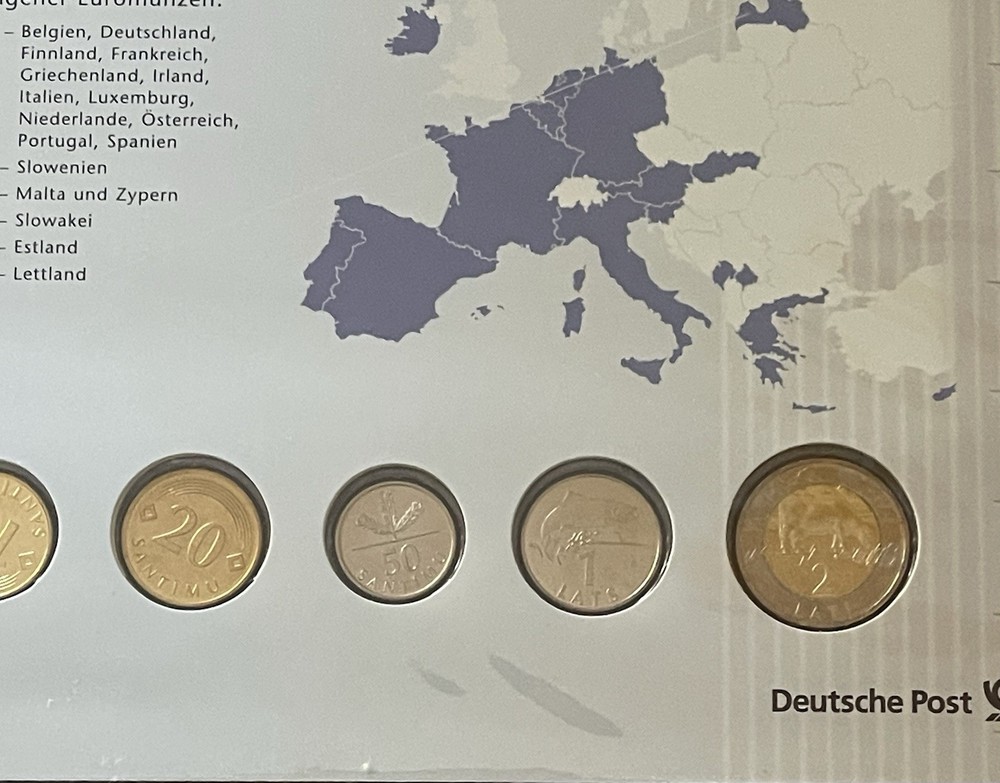 LATVIA LATEST ISSUE COINS LATS IN FOLDER