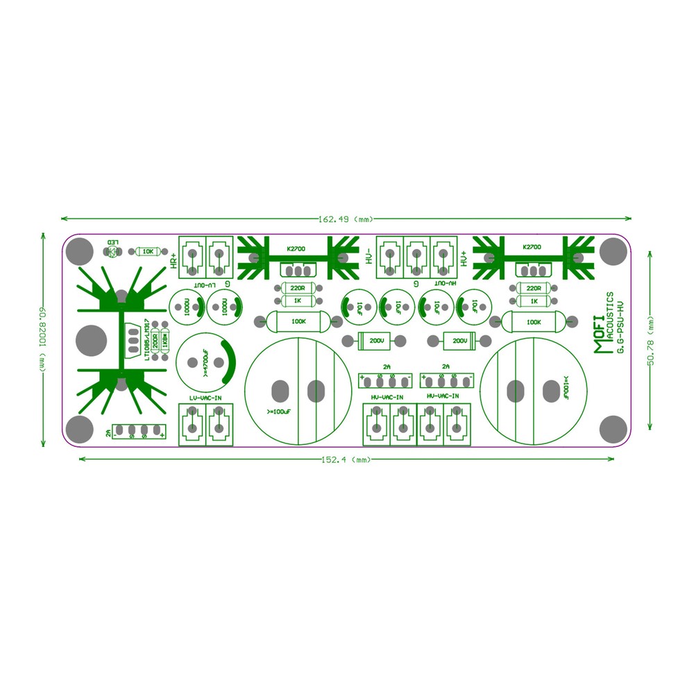 1pc Ground Grid Regulated Power Supply( ±200VDC) Finished Board