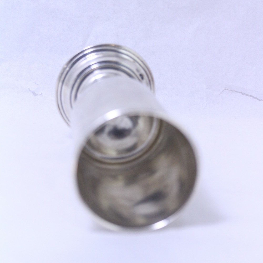 Sterling Kiddush Cup with etched shield design