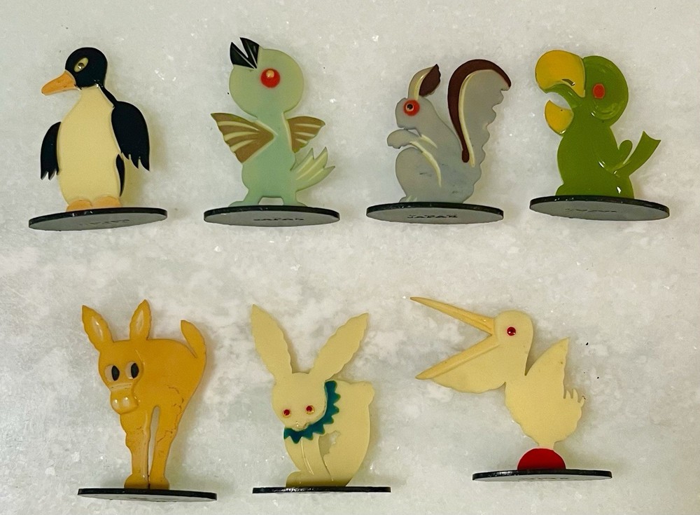Celluloid Place Card Holders- 1930s! Seven  different pieces