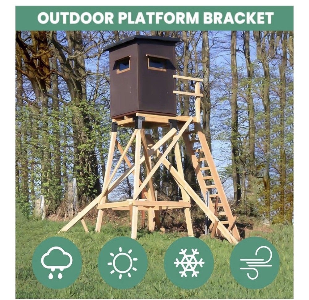 Deer Stand, Hunting Blind 4x4” Brackets & Hardware, Tree Observation Deck, Black