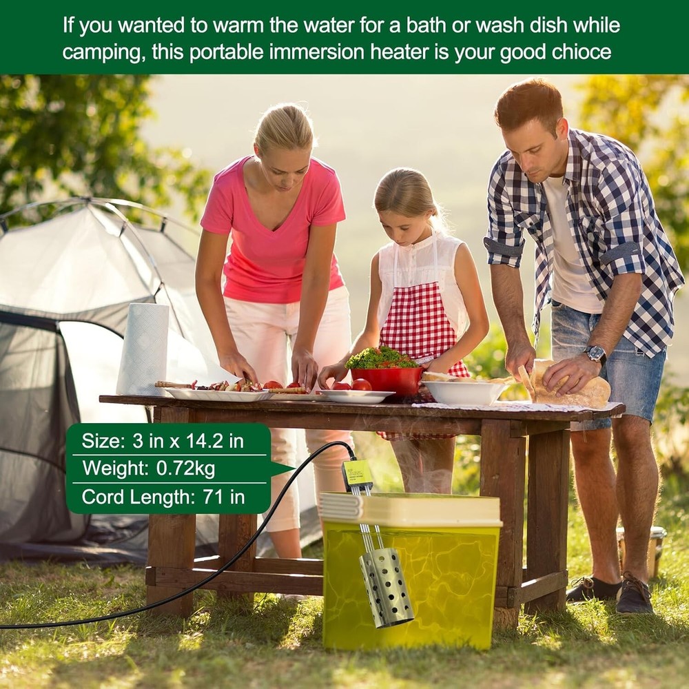 1500W UL-Listed Immersion Heater with Stainless Steel Guard - Safe & Fast