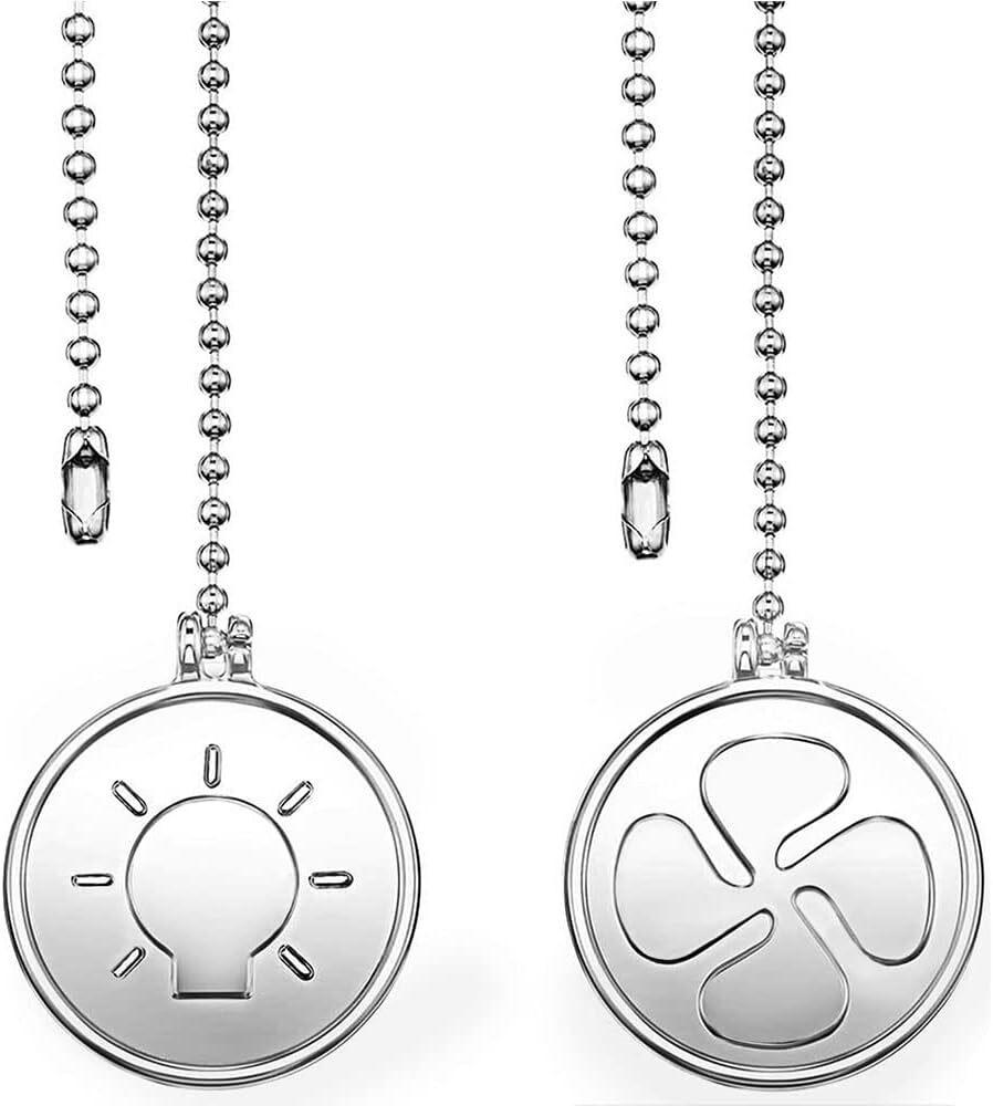 Ceiling Fan Pull Chain Decorative Extension A set of 2 Ornaments Silver