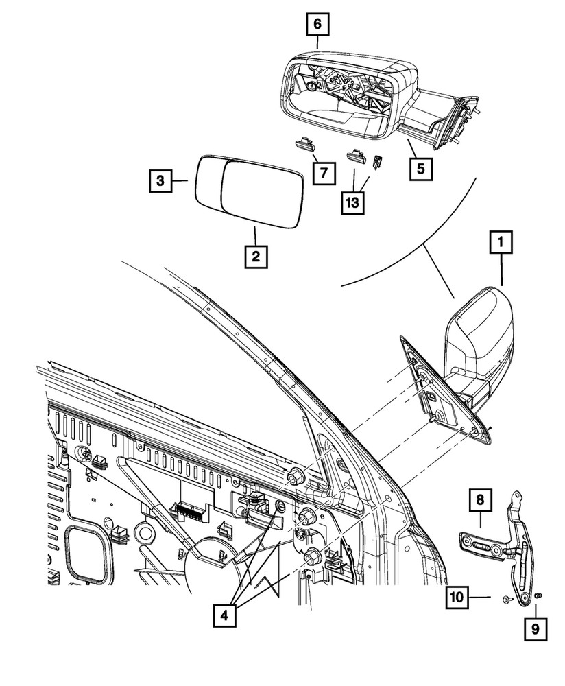 Genuine Mopar Mirror Cover And Sensor Left 68196010AA