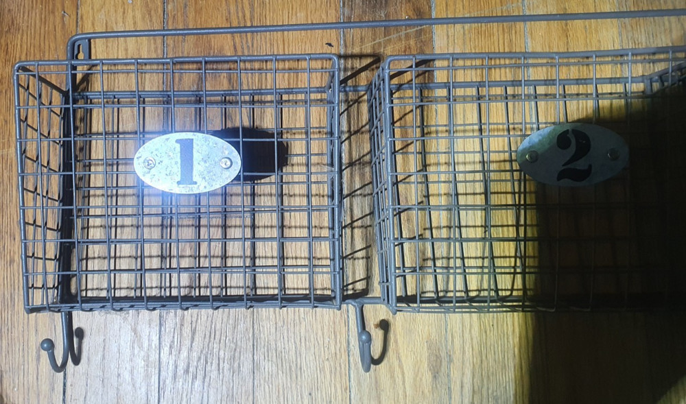 Wire Triple Mail Basket - Wall Mounted Hanging Folder/Document Organizer Green