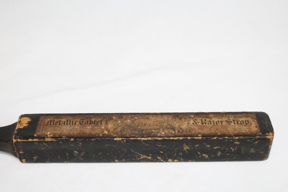 VINTAGE G SAUNDERS METALLIC TABLET RAZOR STROP / STRAP