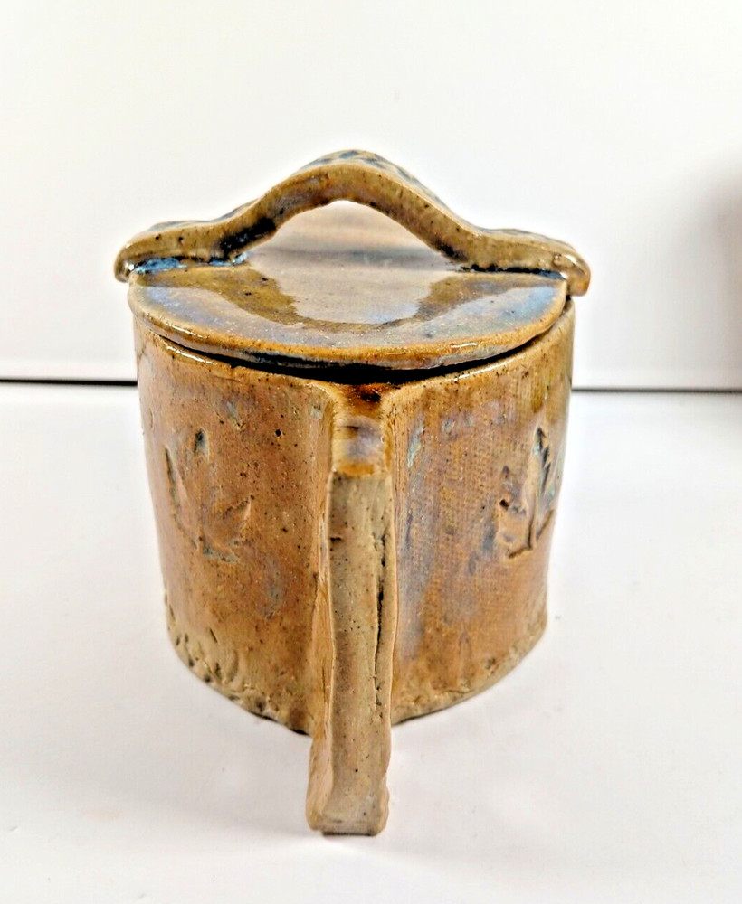 Studio Pottery Sugar & Creamer Set Handmade Drip Glazed Primitive Farmhouse