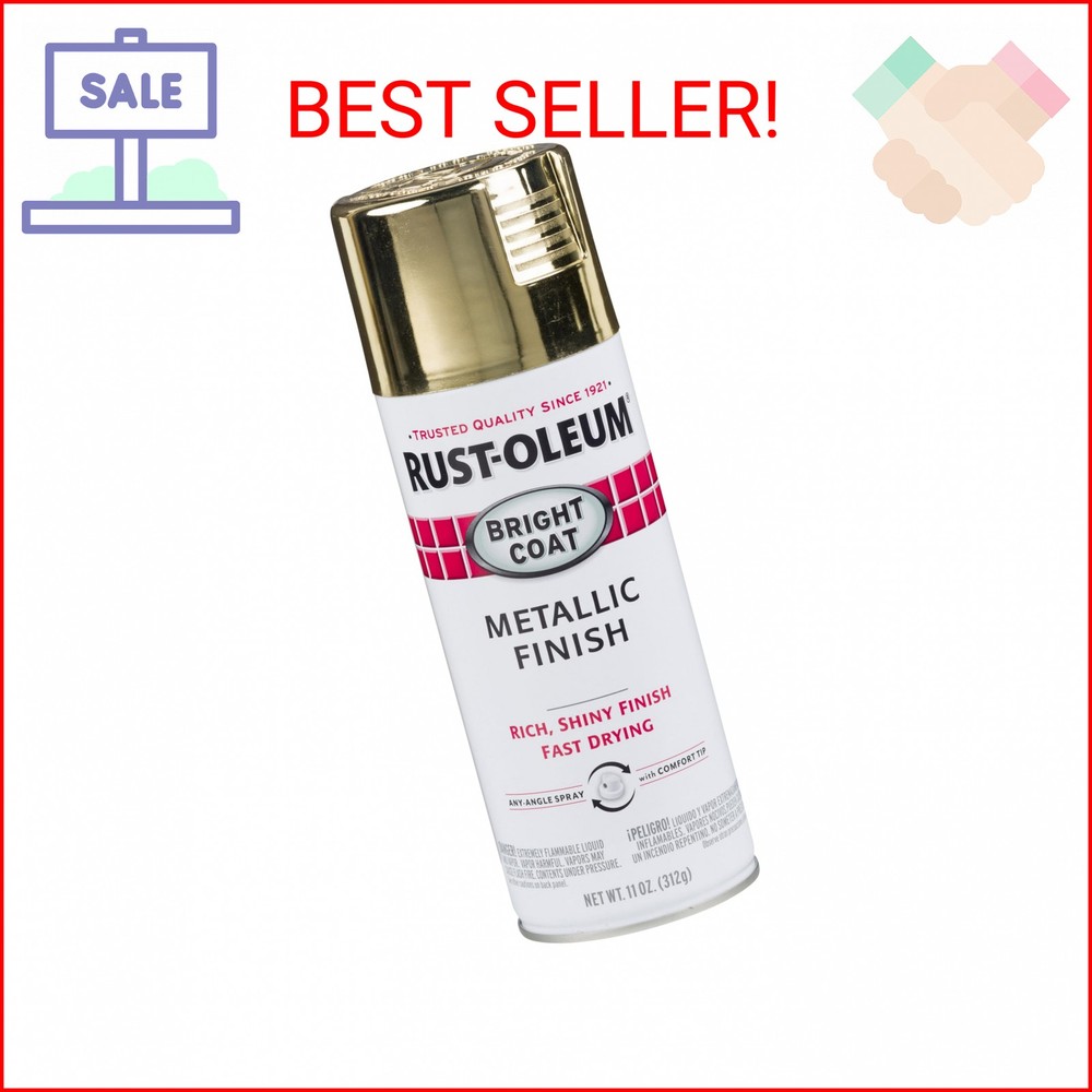 Rust-Oleum 7710830 Stops Rust Bright Coat Metallic Spray Paint, 11 Ounce, Gold,
