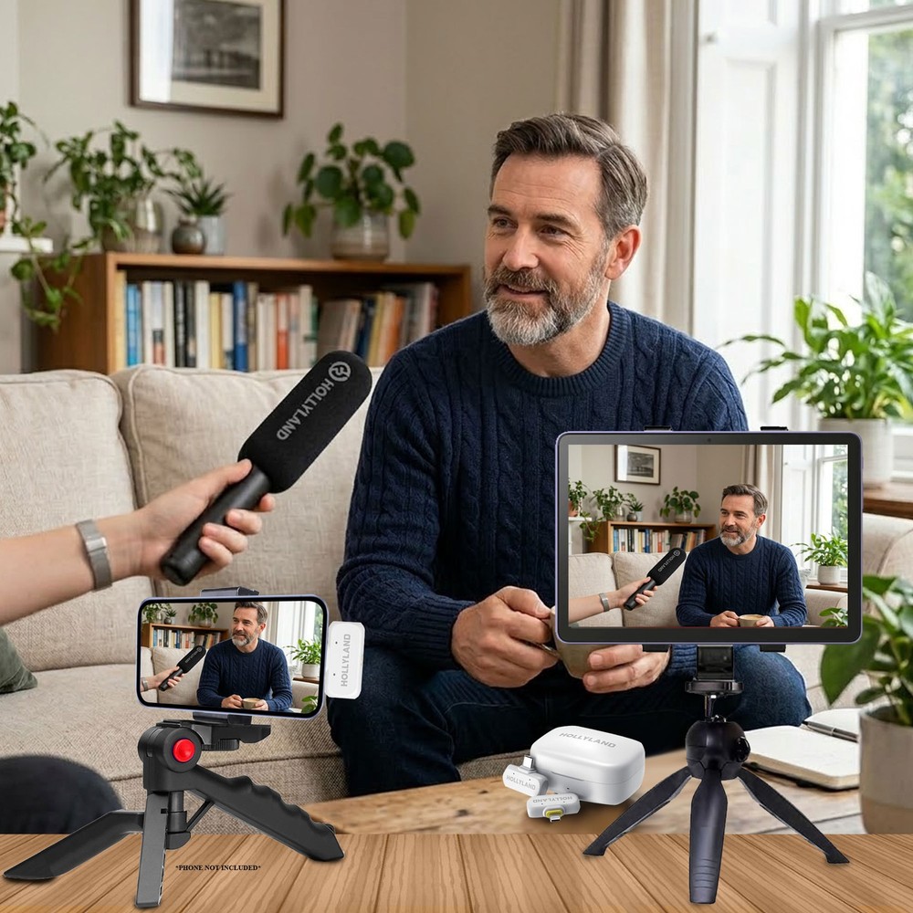 Hollyland LARK A1 Combo Wireless Microphone System (Ivory White) Podcast Bundle