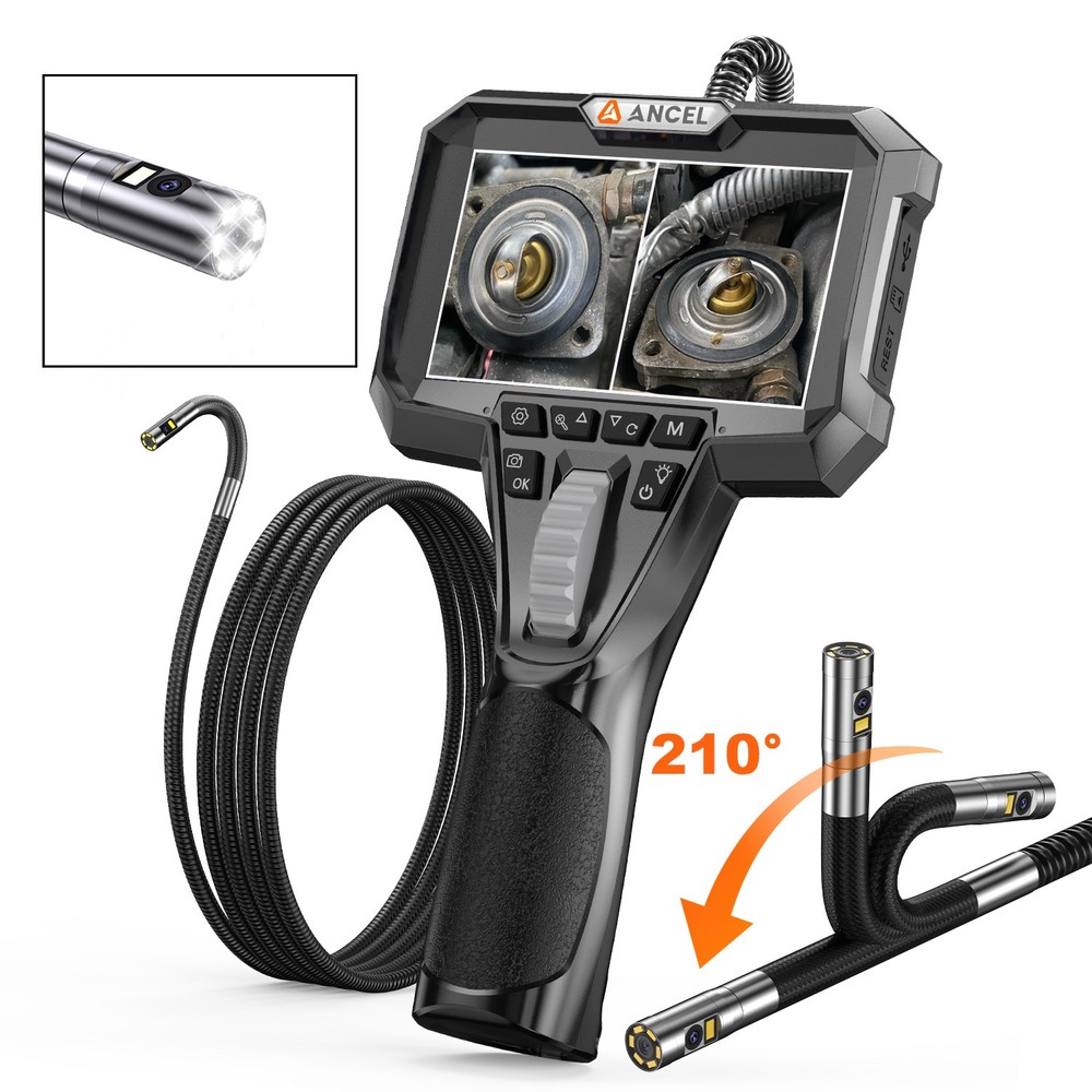 ANCEL AN302 Dual Camera Endoscope 210° Articulating Borescope 7 LED Adjustable