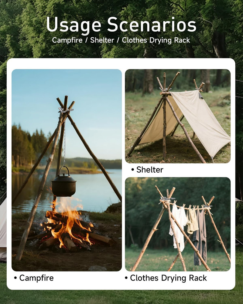 Campfire Tripod,Portable Triangle Grill Camping Tripod for Cooking Fire Pit Trip