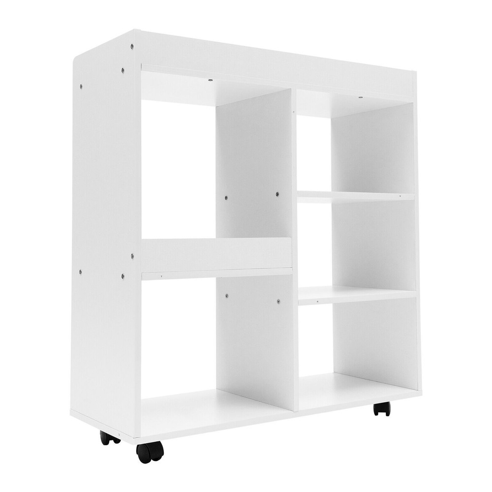 MDF Mobile Printer Stand Rolling Office Scaner Cart Storage Shelf Warm White