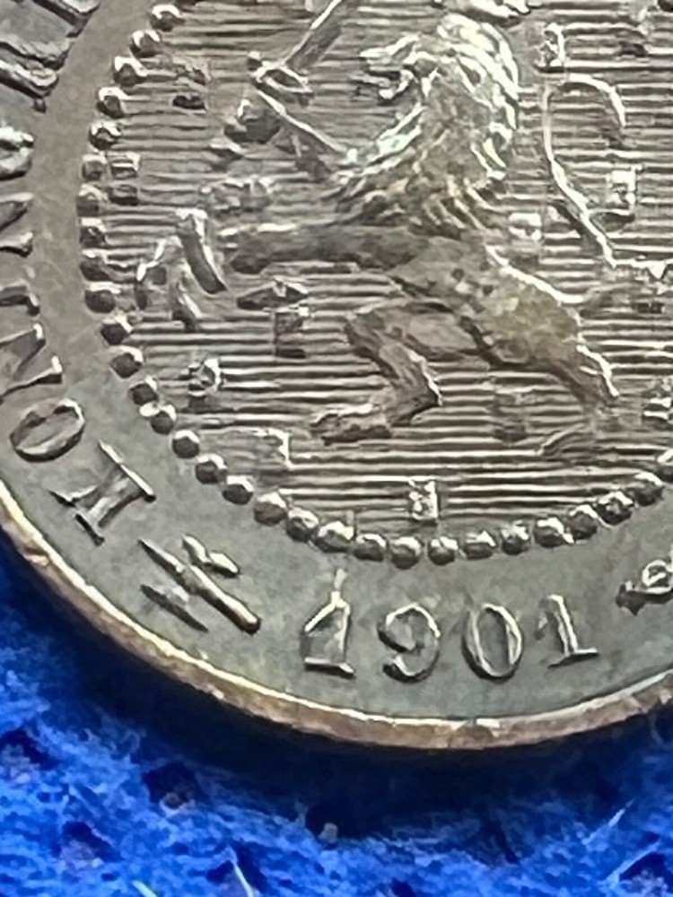 1901Netherlands - 1/2 Cent WITH DIE CRACK #148