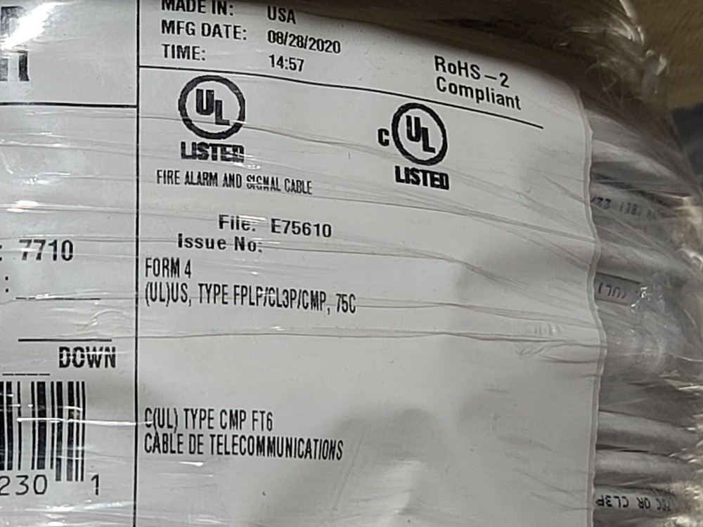 Southwire 22/12C Solid Communications/Fire Alarm Cable FPLP Plenum White /50ft