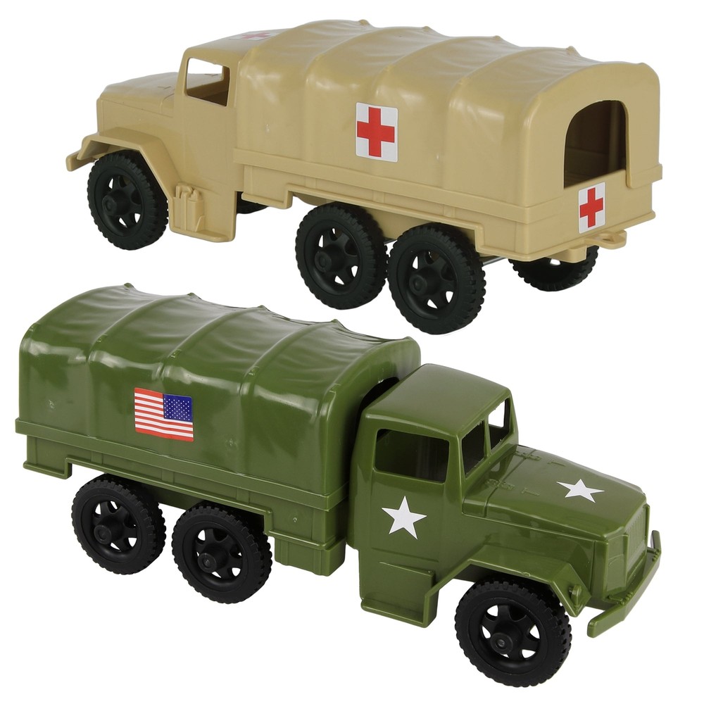 TimMee Processed Plastic Deuce and a Half Tim Mee Army Men 2.5 Ton Cargo Trucks
