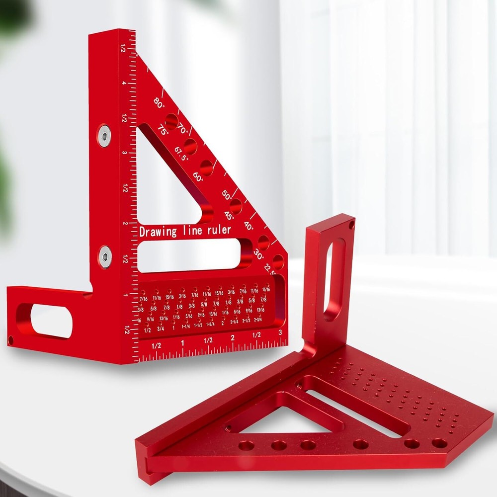 3D Multi-Angle Carpenter Square Hole Scribing Ruler, Aluminum Alloy Multi Ang...