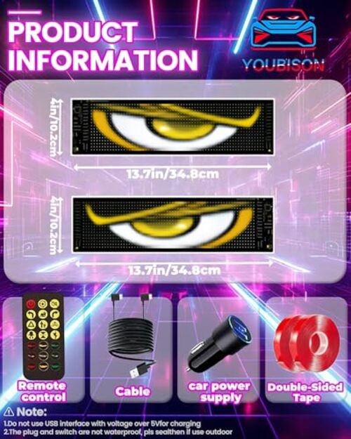 2PCS 13.7"x4" Devil Eyes Light for Windshield – Dual Screen 2PCS 4inx13.7in