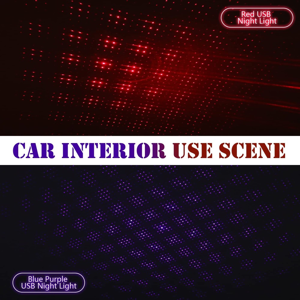 2 Pack USB Star Projector Night Light Adjustable Romantic Projector Car Inter...