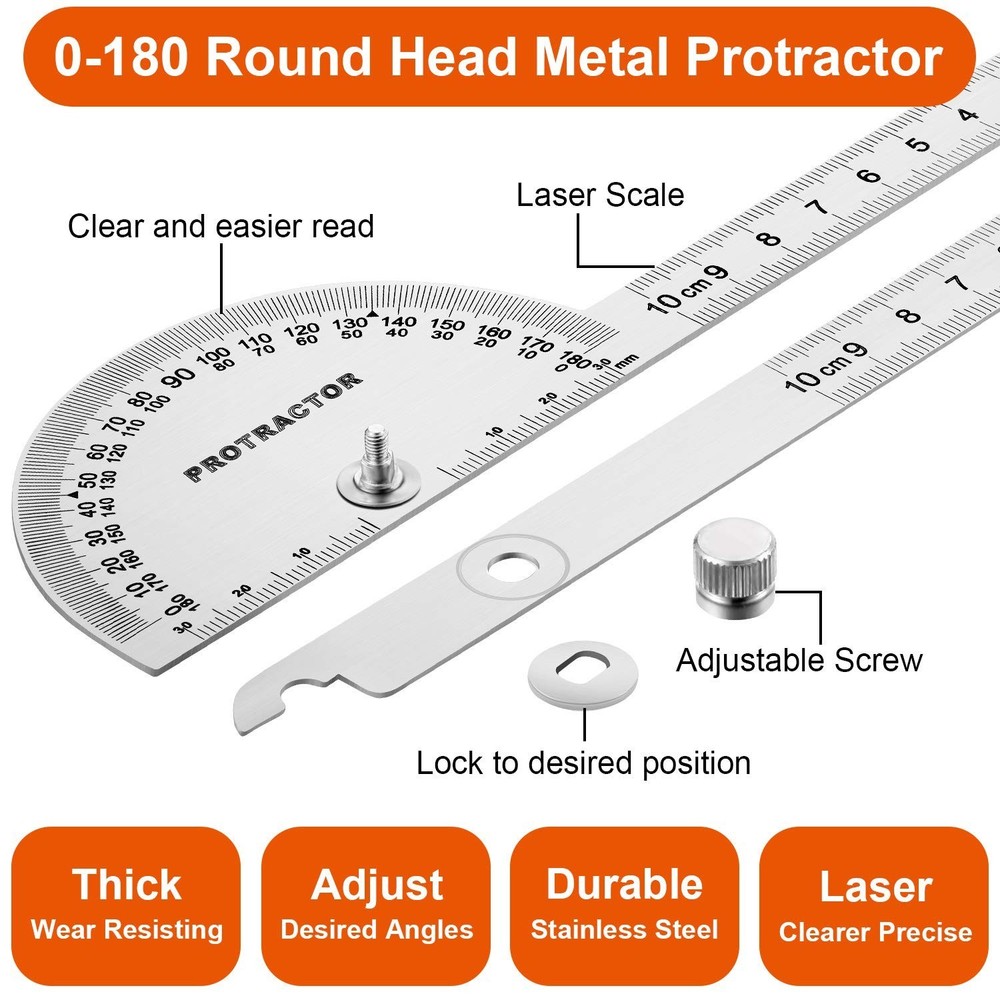 Precision Stainless Steel Angle Finder Protractor Ruler - 10 cm Compact Design