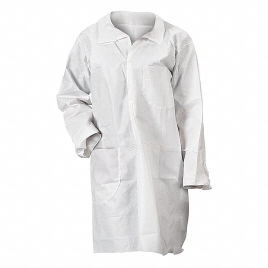 (32GV53) Size Medium White Disposable Lab Coat - Pack of 30