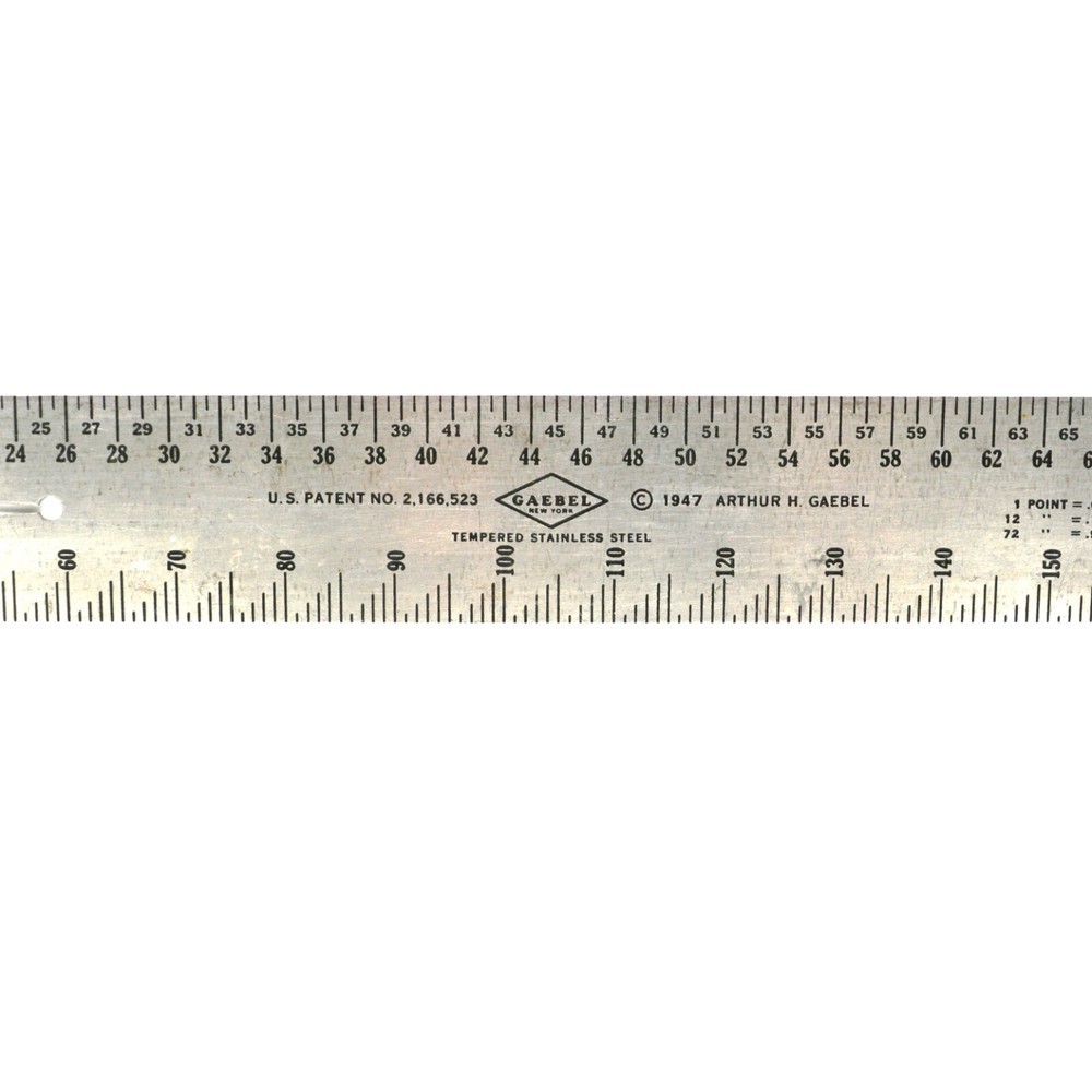 GAEBEL 602 Printers Comparative Scale Ruler 15 inch USA