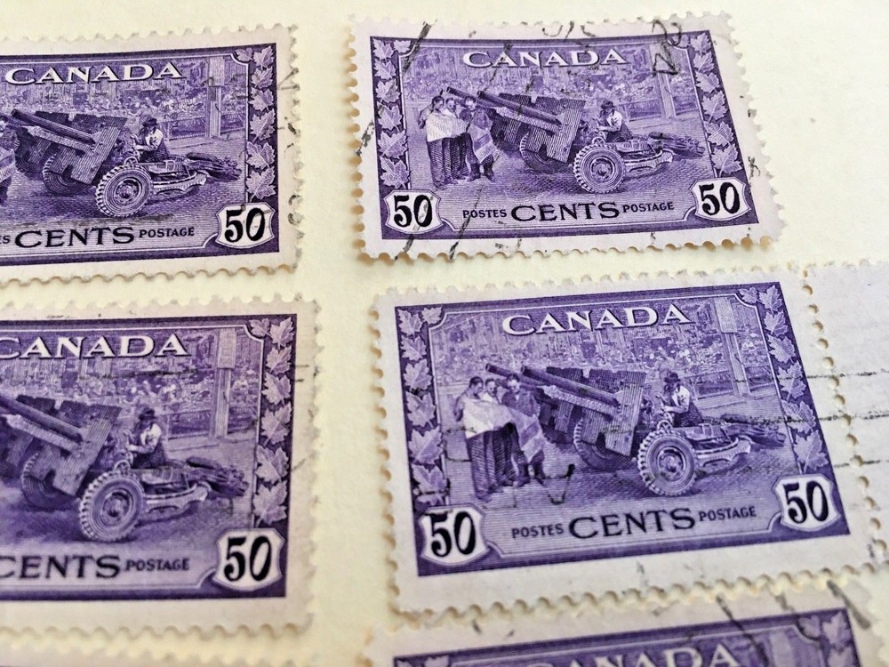 SIX.   CANADA ISSUED STAMPS  1942 War issue 50 cents USED