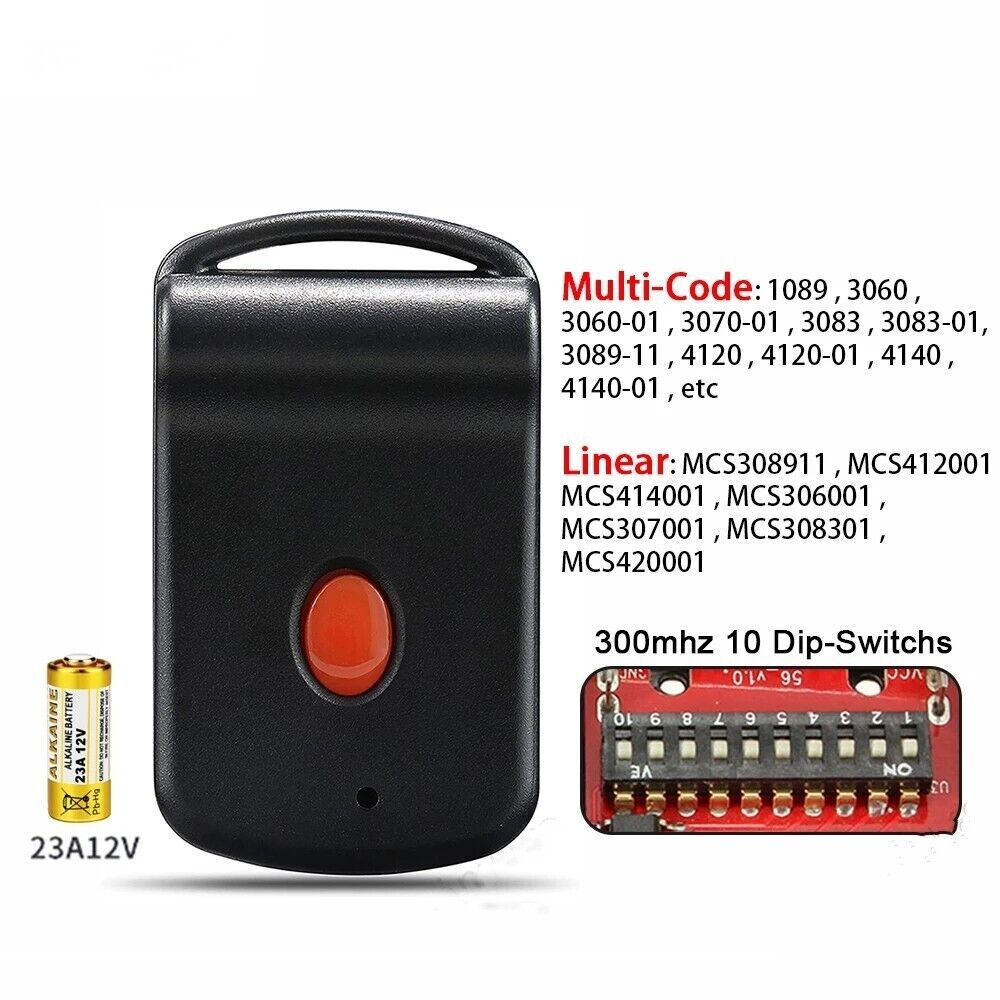 2PC Garage & Gate Door Remote Control Opener Transmitter 10 digit EZ Code 300MHz