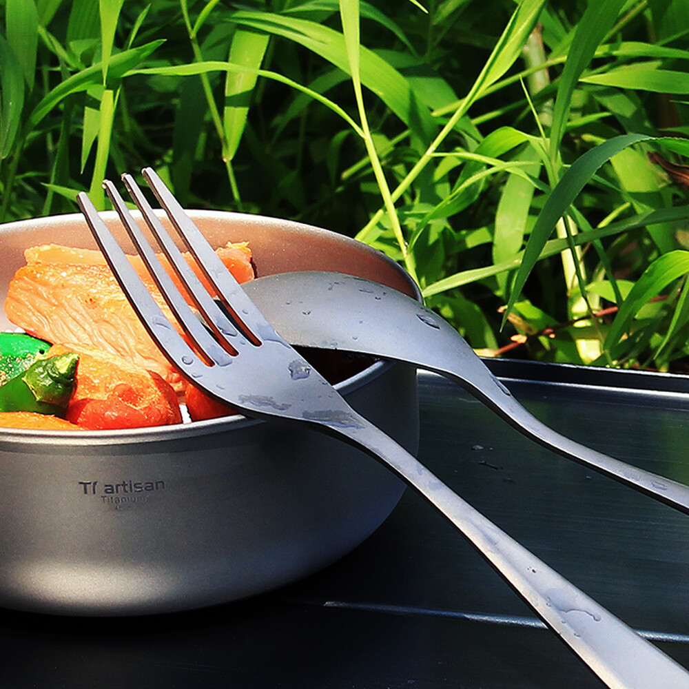 Lixada Titanium Dinner Fork and Spoon Outdoor Picnic Flatware Cutlery Set
