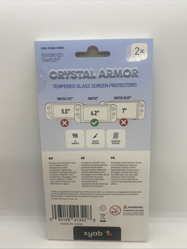 XYAB Nintendo Switch Screen Protector 2 Pack – Tempered Glass 9H Hardness