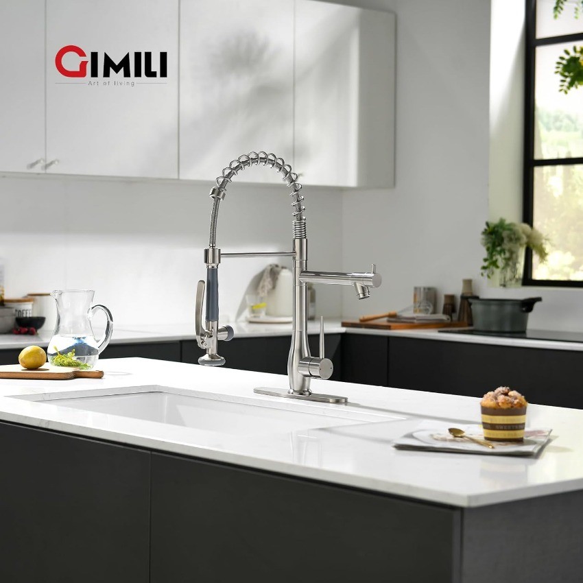 GIMILI Kitchen Faucet with Pull Down Sprayer Single Handle Brushed A