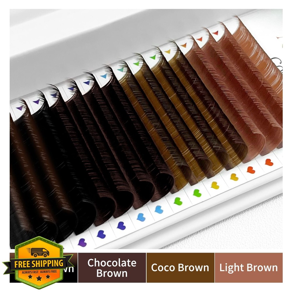 Brown Gradient 0.07 D Curl 11mm Cashmere Lash Extensions