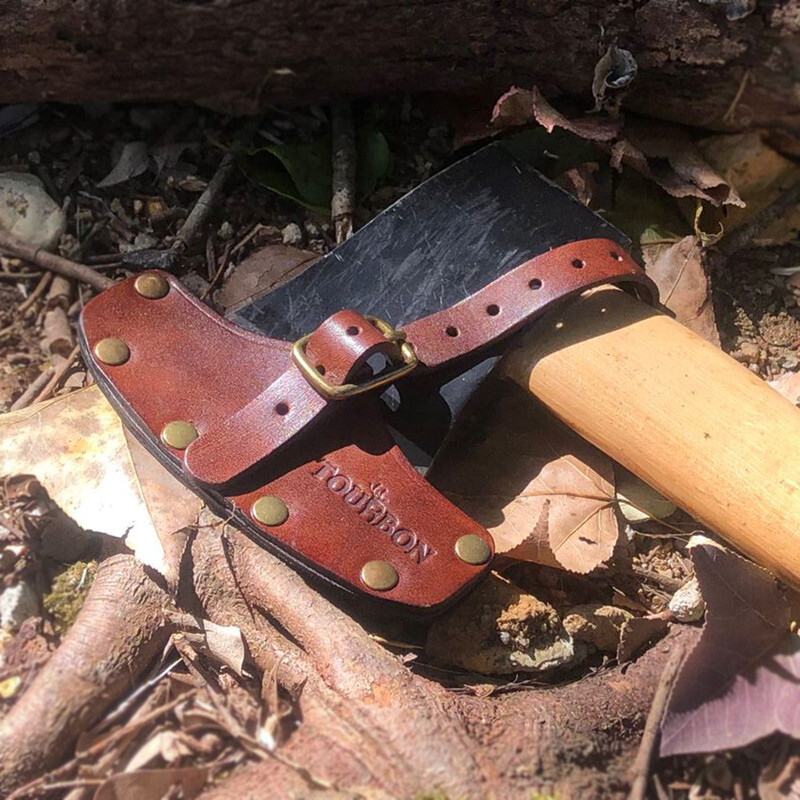 Leather Axe Sheath Blade Cover Holder Hatchet Head Protector Adjustable-TOURBON
