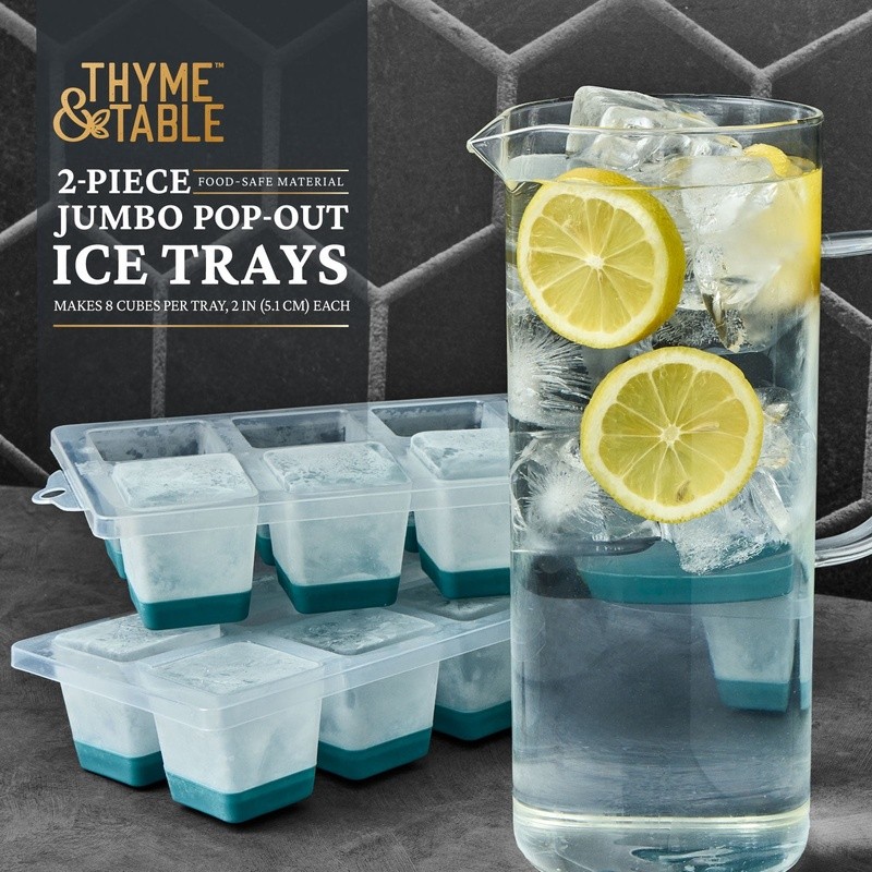 Jumbo Pop-Out Ice Tray Set Large Cubes Easy Release Durable Kitchen Essential US