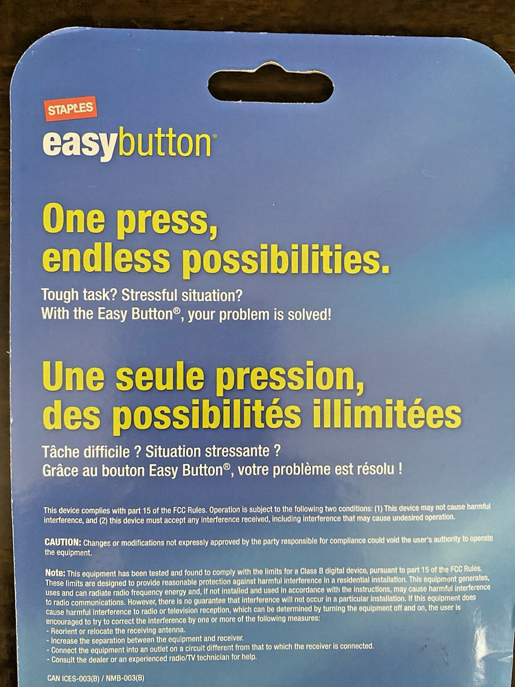 ~ STAPLES ~ THAT WAS EASY ~ TALKING BUTTON ~ BRAND NEW IN PACKAGE ~