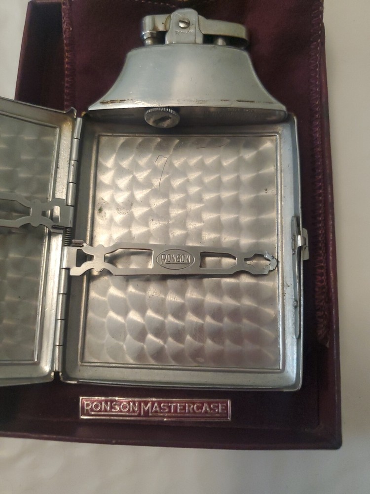 Vintage Ronson CIGARETTE Lighter Art Deco MASTERCASE With Original Bag & Box