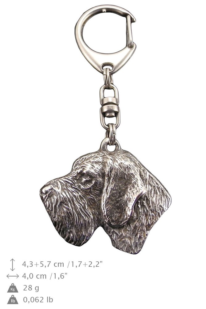 German Wirehaired Pointer - Silver-plated key ring with a dog in a gift box, han