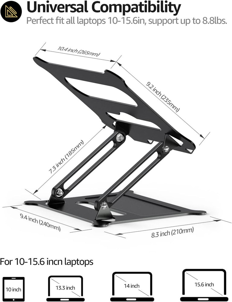 Urmust Laptop Notebook Stand Holder Adjustable Portable A-Black