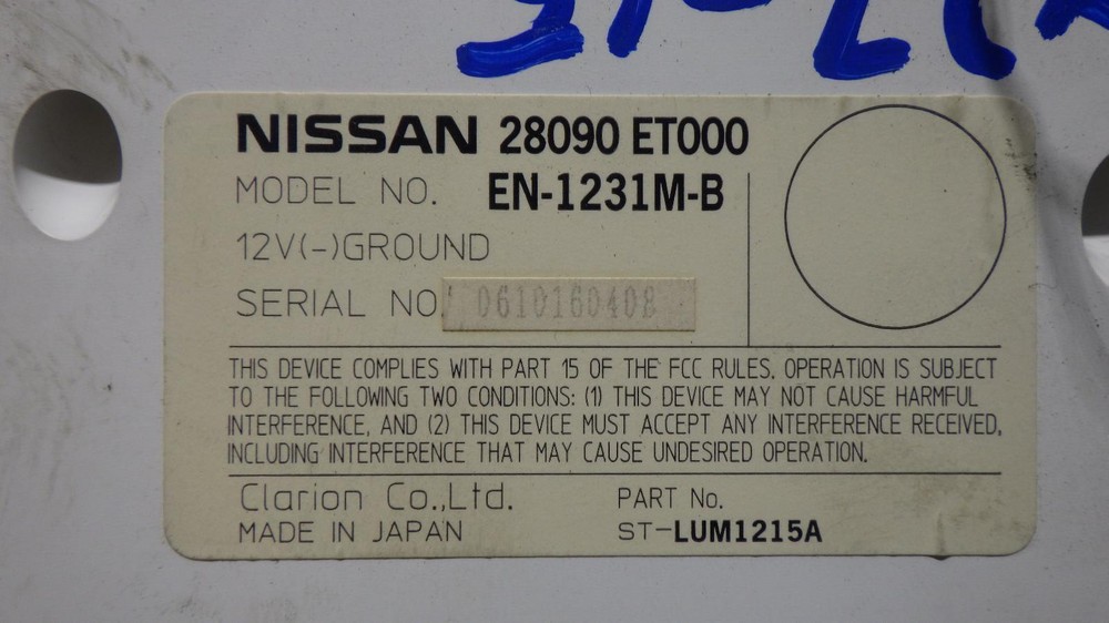 07 NISSAN SENTRA Info Screen 28090ET000